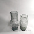 Hurricane Big Ribbed Glass Vase With smoke grey